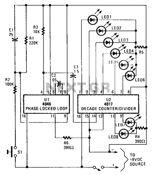 LED Electronic roulette circuit