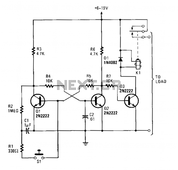 Push-on-push-off electronic switch circuit
