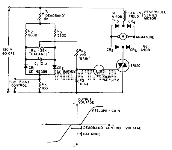 Reversing motor drive dc control circuit