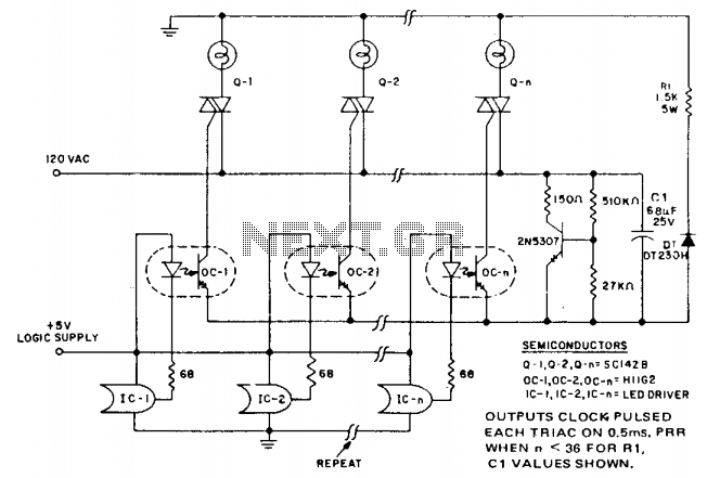 Microprocessor triac array driver – Circuit Schematic