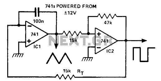Triangle-square wave oscillator circuit
