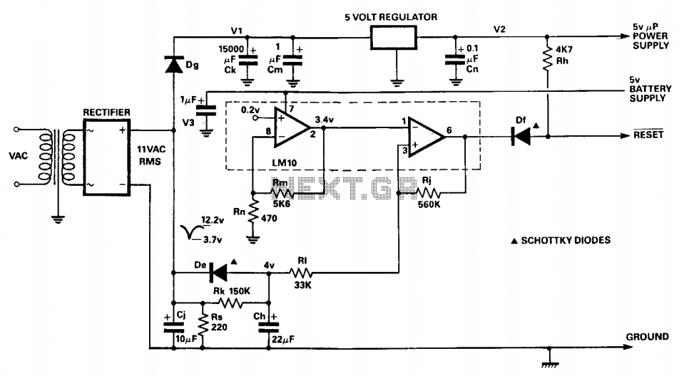 Microprocessor power supply watchdog circuit