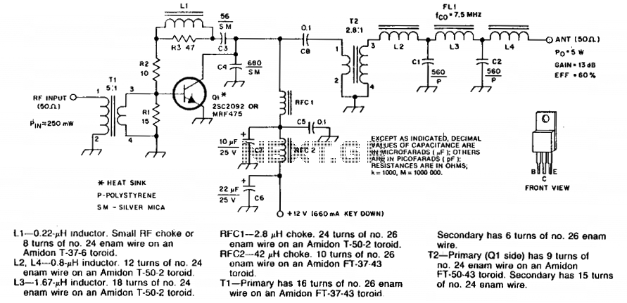 5W RF power amplifier circuit