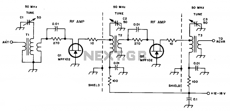 6-Meter preamplifier provides 20db gain circuit