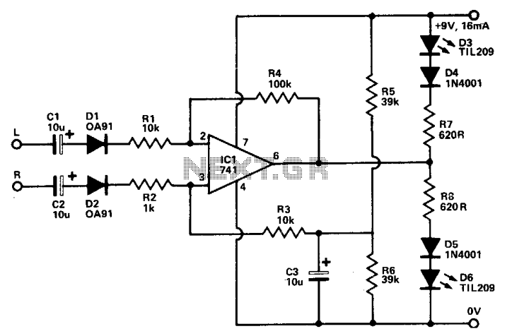 Stereo balance meter circuit