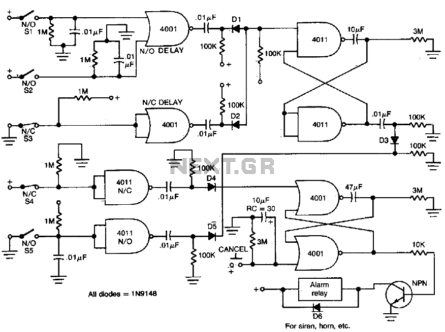 Home security monitor system circuit