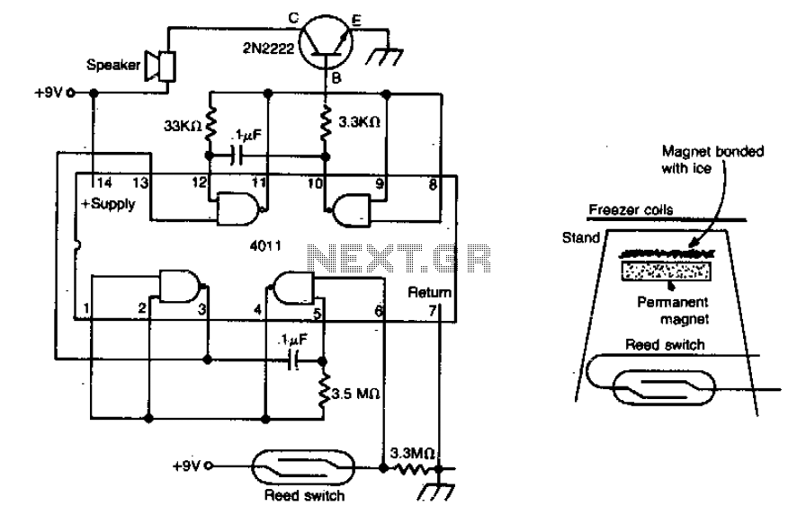 Freezer meltdown alarm circuit