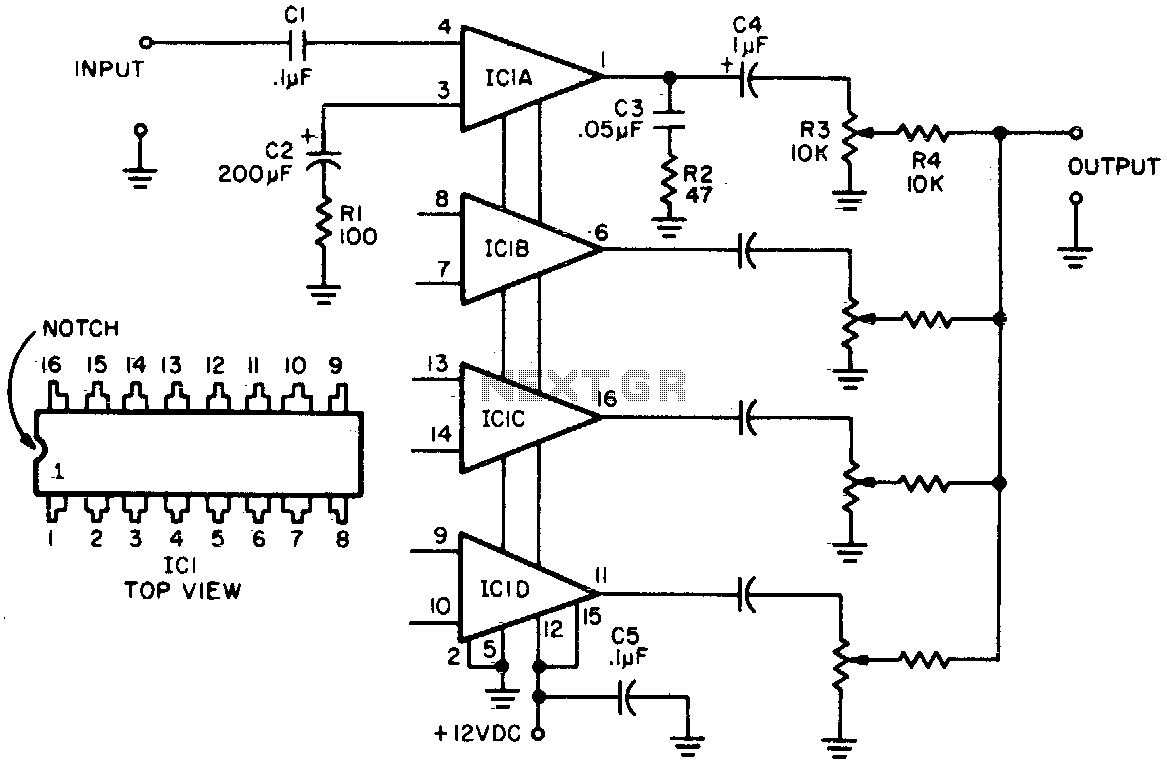 High-level four-channel mixer circuit