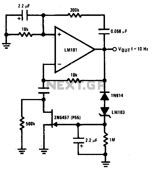 Wien bridge sine wave oscillator circuit