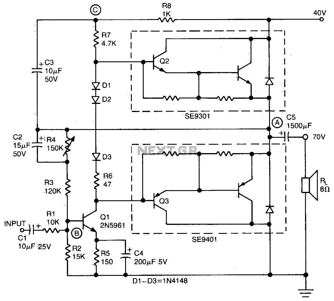 Low cost 20 w audio amplifier circuit