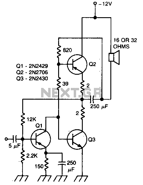 470 Mw complementary-symmetry audio amplifier circuit