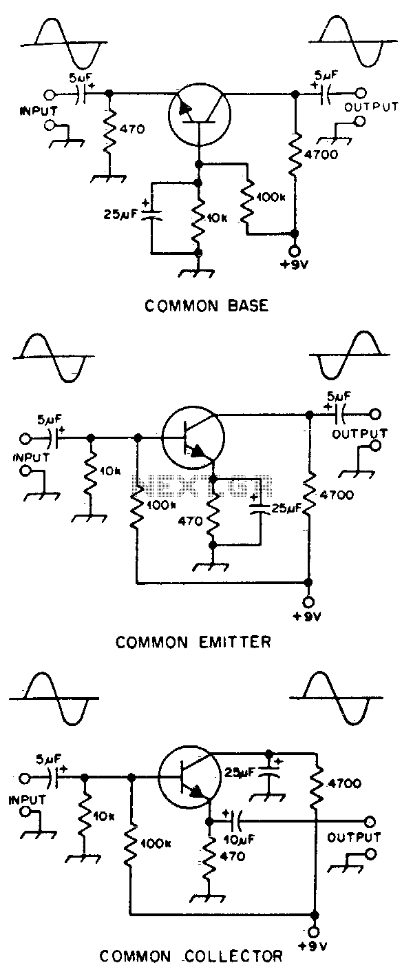 Basic transistor amplifier circuits circuit