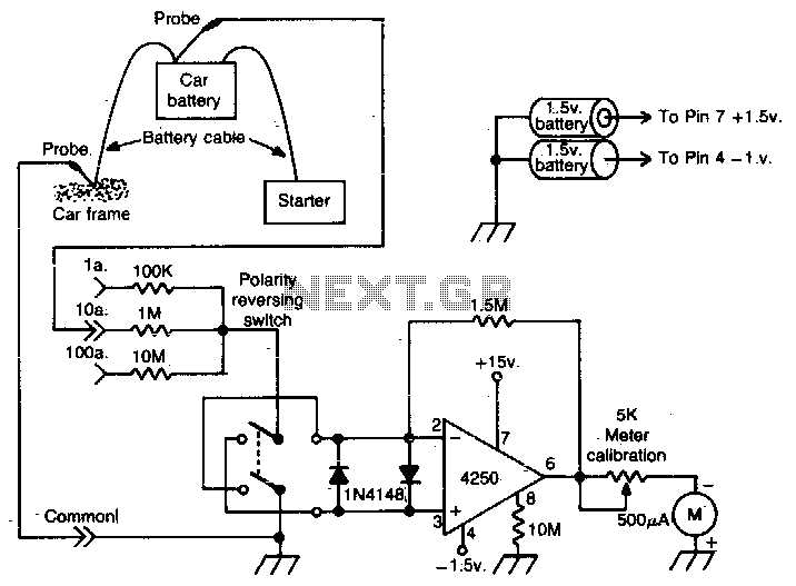 Auto battery current analyzer circuit