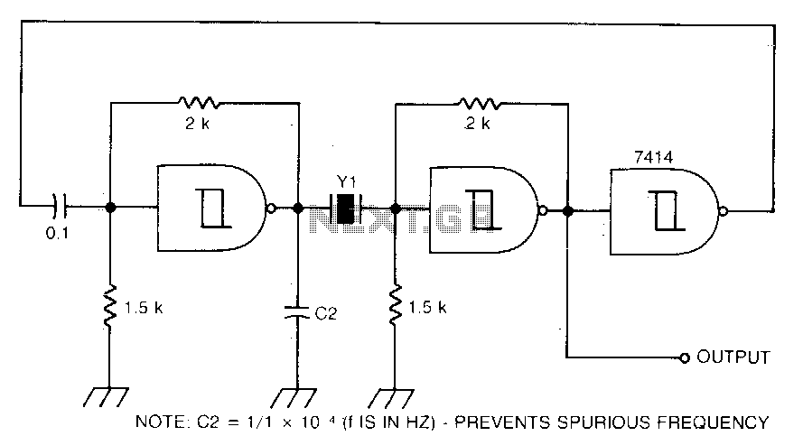 Schmitt trigger crystal oscillator circuit