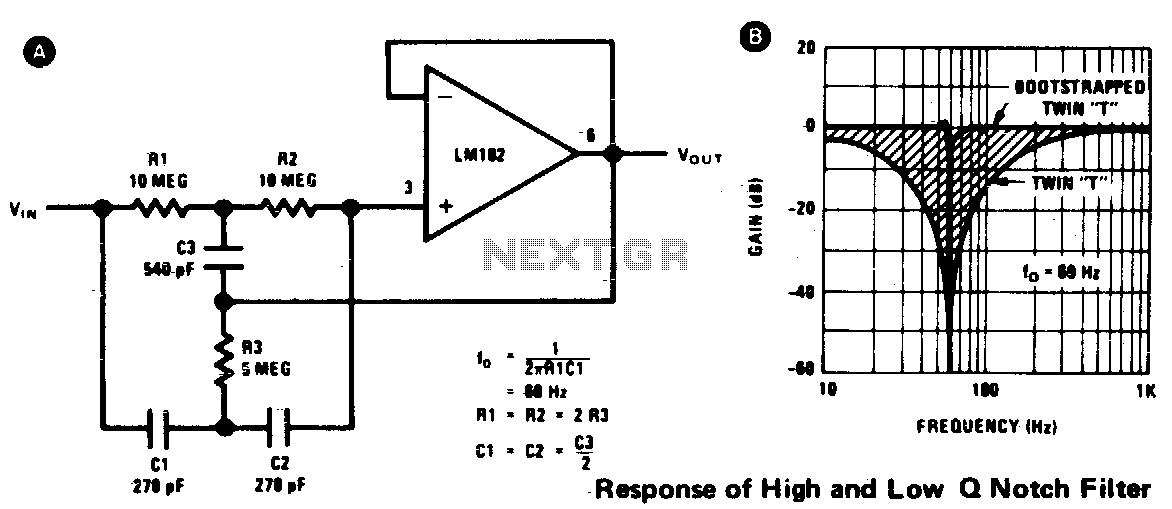 High q notch filter circuit