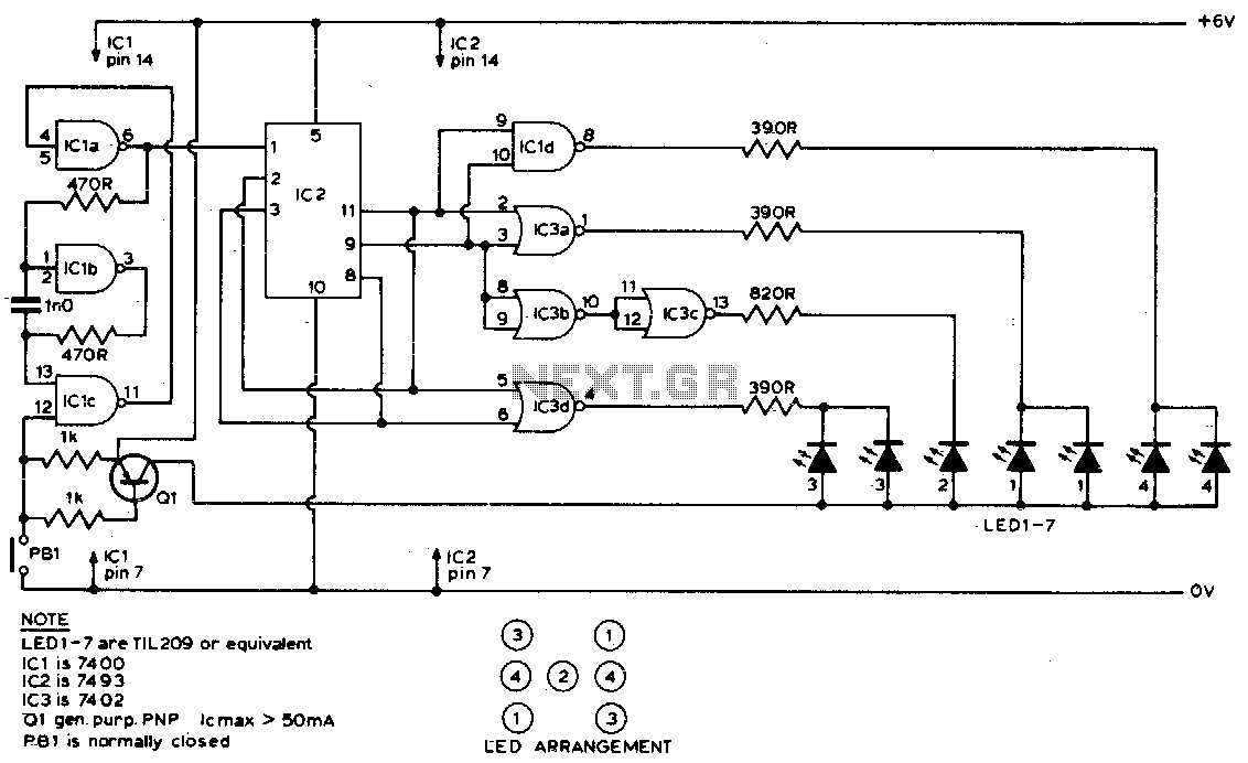 Electronic dice circuit