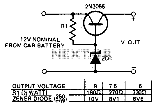 12V to 9 or 6 v converter circuit