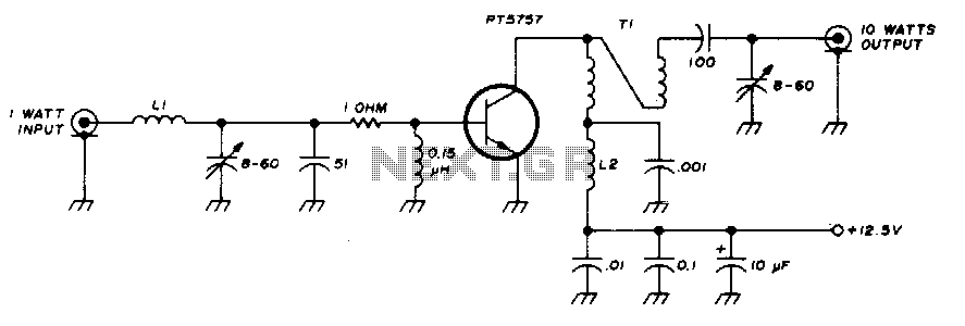 Two-meter 10 watt power amplifier circuit