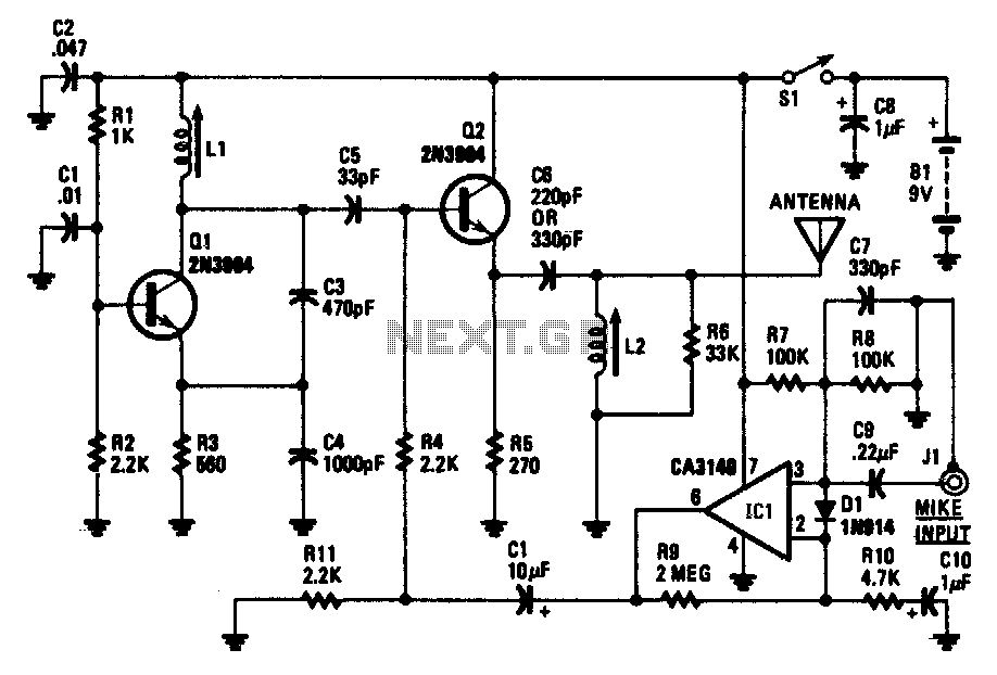 Wireless am microphone circuit