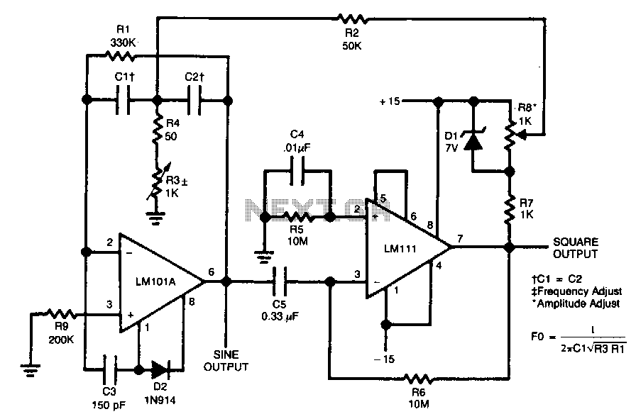Sine-square-wave-oscillator circuit