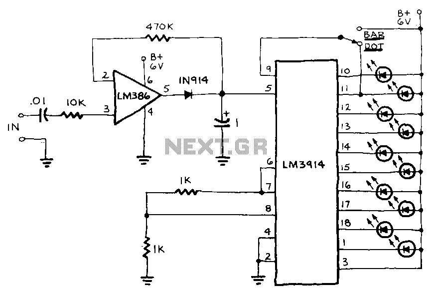 Led-peakmeter circuit