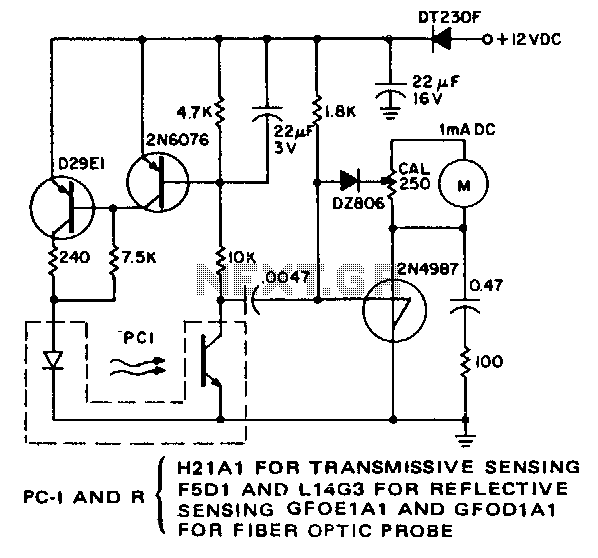 Optical-pick-up-tachometer circuit