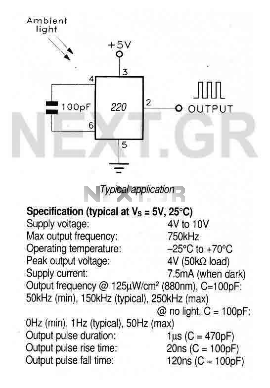Light to Frequency Converter TSL220 circuit