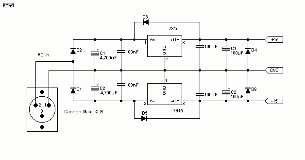 Power Supply for Preamplifiers circuit