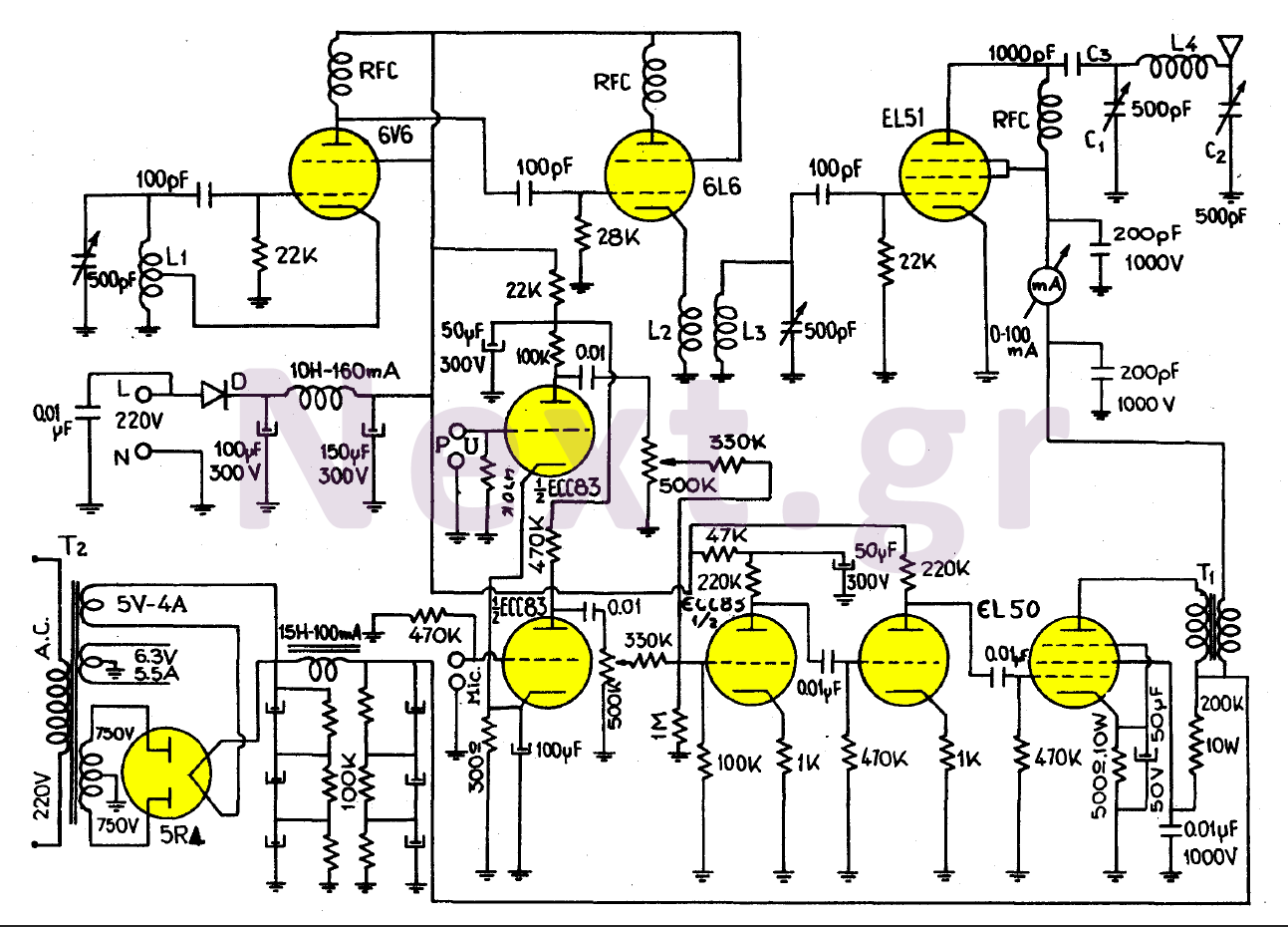 Valve Transmitter circuit 70W circuit