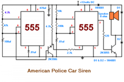 American Police Car Siren by IC 555 circuit