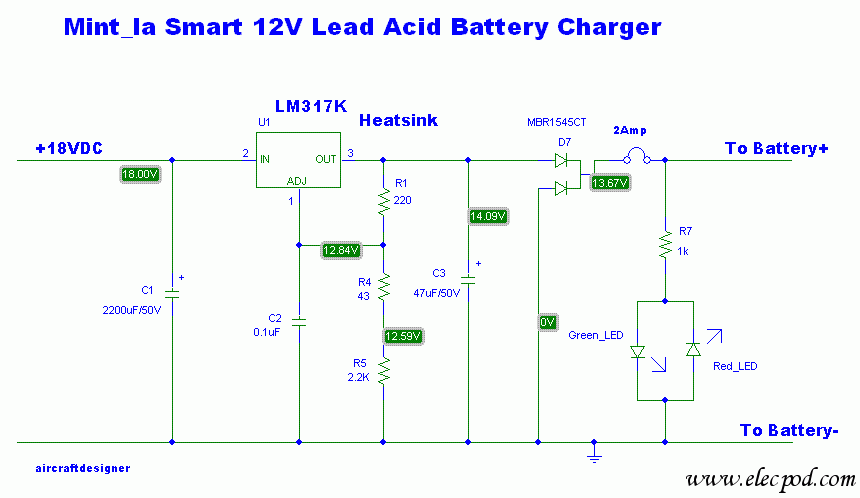  12V lead acid battery charger by LM317K