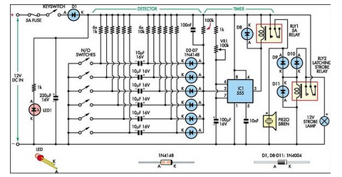 Simple 6-Input Alarm circuit