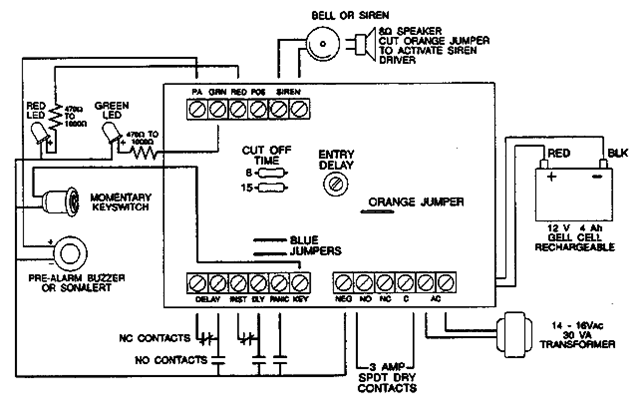  12V/1.5A Residential AlarmCircuit – Circuit Schematic