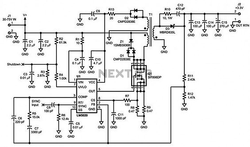 LM5020 High Voltage - Speed PWM Controller – Circuit Schematic