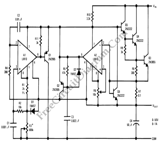  0-50V 1A Laboratory Power Supply – Circuit Schematic