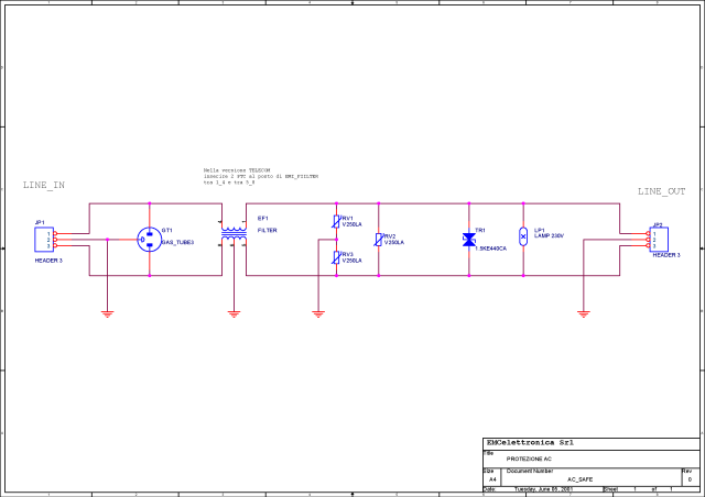 AC Power filter and phone line filter (homemade circuit breaker) – Circuit Schematic