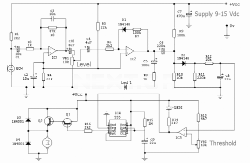 Alarm circuit for snoring prevention – Circuit Schematic