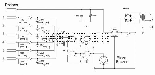 Alarm circuit for water level display – Circuit Schematic