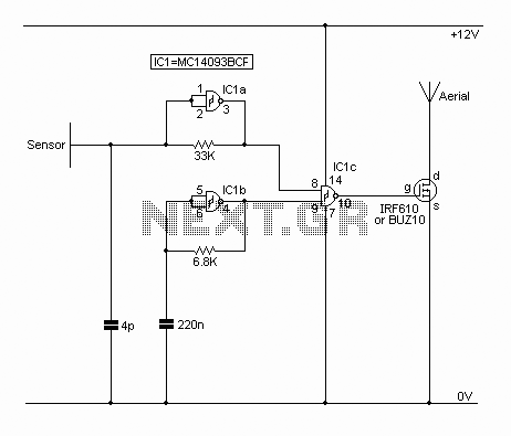 Alarm system using radio waves circuit – Circuit Schematic