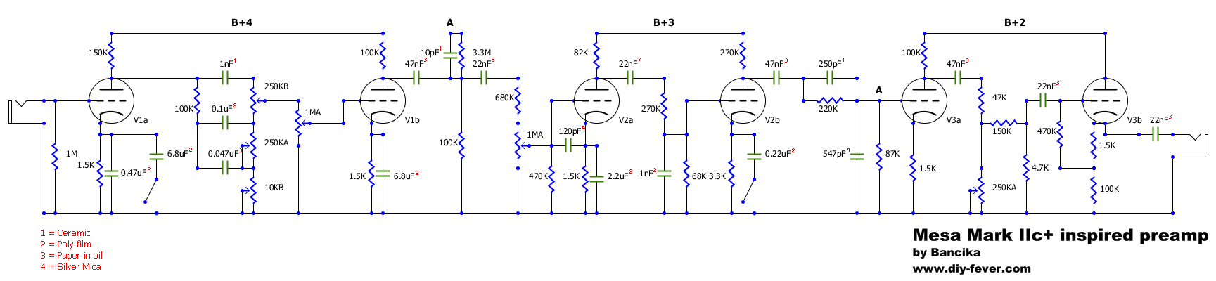 Mesa Mark IIc+ Preamplifier – Circuit Schematic