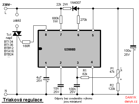 Triac regulation of mains voltage circuit