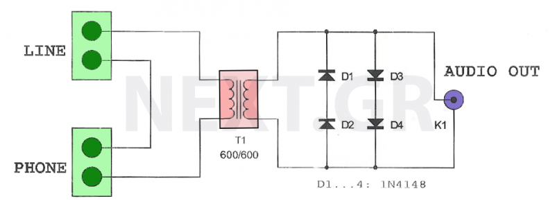 Recording circuit of phone conversations using PC circuit