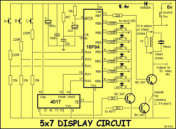 5x7 DISPLAY circuit
