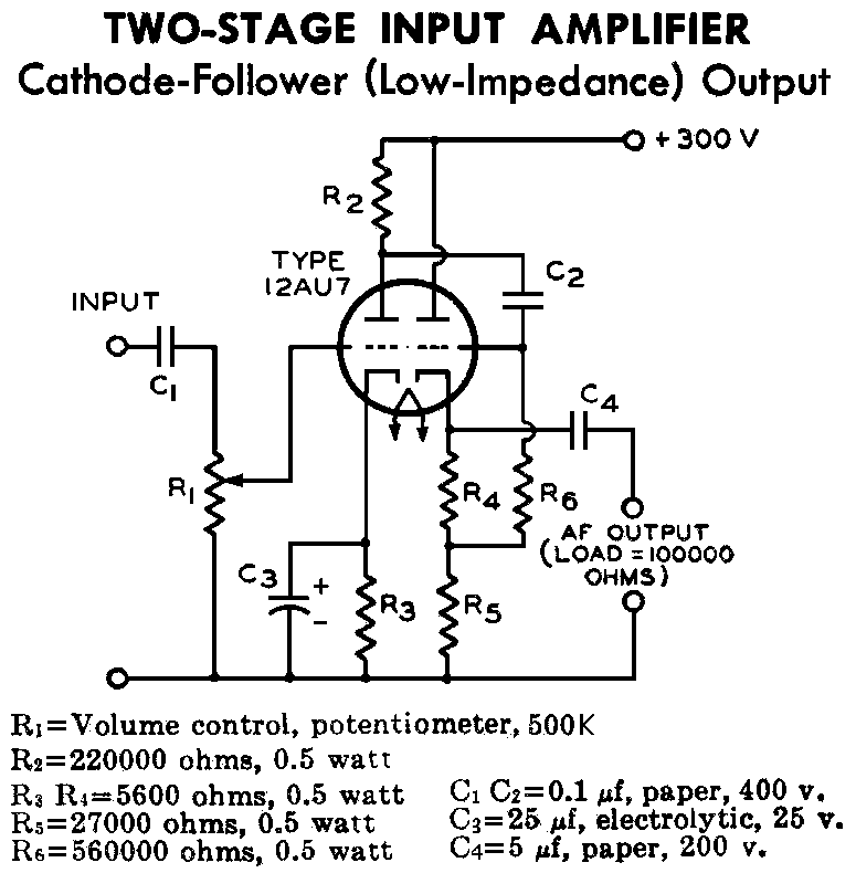 12AU7 (ECC82) Cathode Follower Tube Preamplifier Schematic – Circuit Schematic