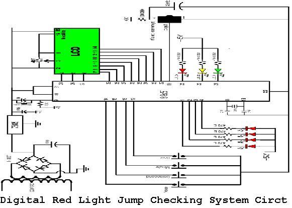 Digital Red Light Jump Checking System with RF Transmitter – Circuit Schematic