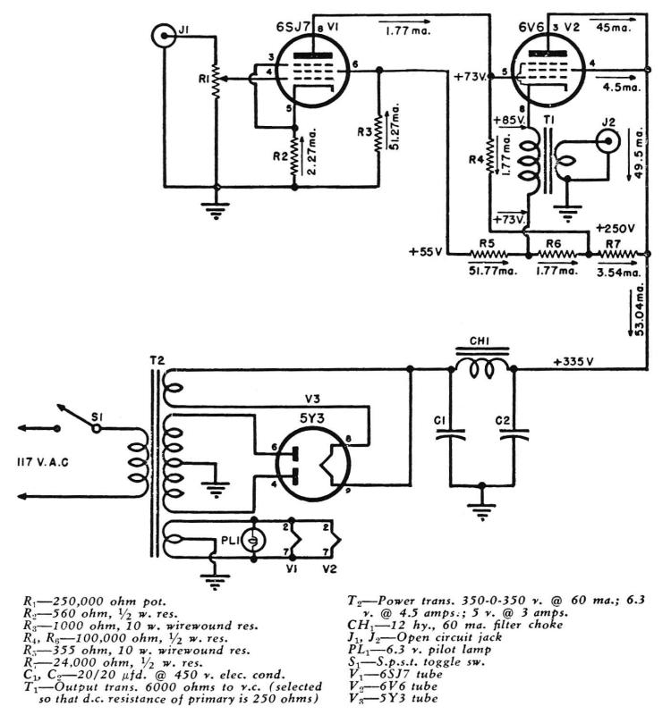A Direct-Coupled Amplifier with Cathode Follower by Raymond H Bates circuit