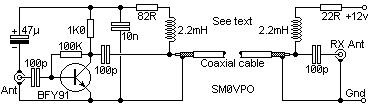 VHF preamplifier  with BFY91 circuit