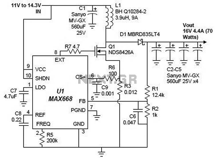 16v power supply with MAX668