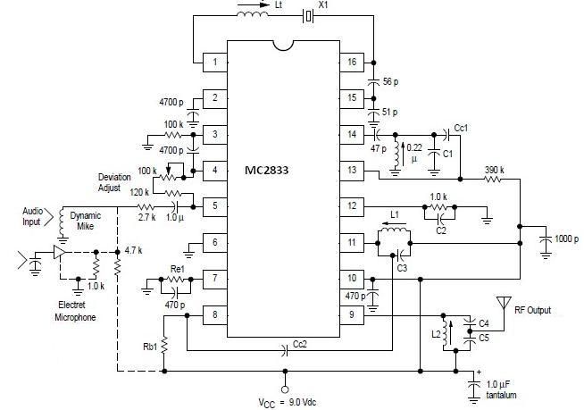 mc2833 fm transmitter circuit design electronic project circuit
