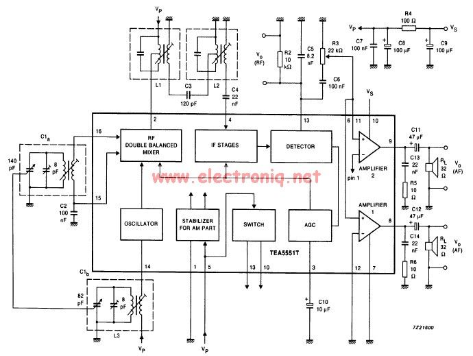 tea5551t am radio receiver circuit design electronic project circuit